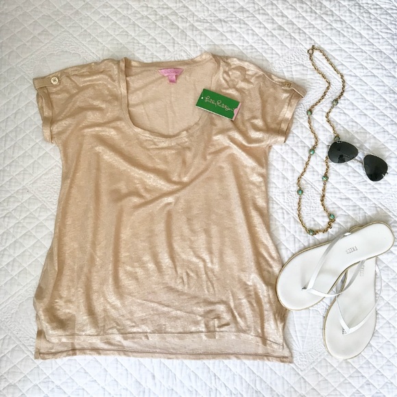 Lilly Pulitzer Gold Linen “Inara” Top - Picture 3 of 4